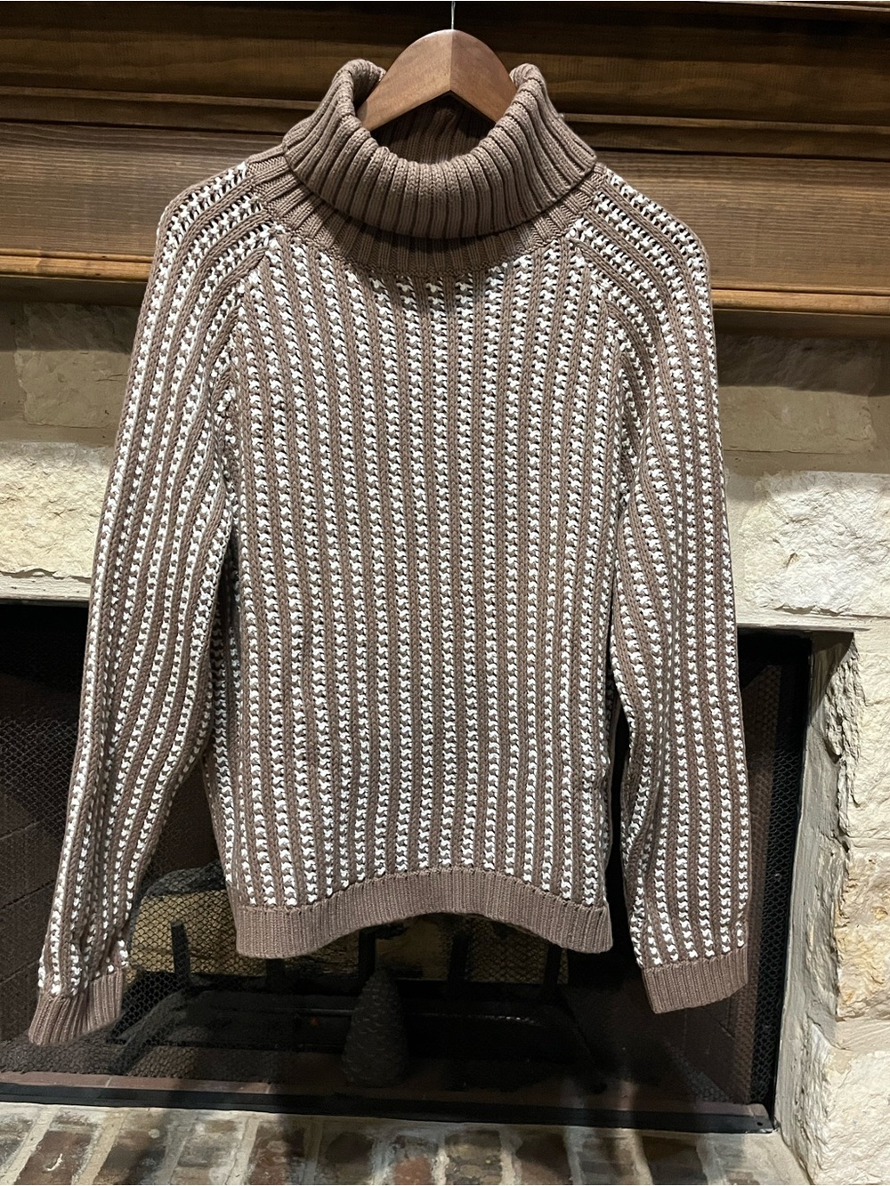 Haven Well Within Chunky Heavy Knit Turtleneck Sweater Size XL Tan Cream